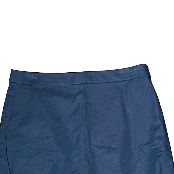 J. Crew Women’s Navy Blue Ruffle Hem Mini Skirt Back Zip Stretch Size 8 NWT - Picture 2 of 8